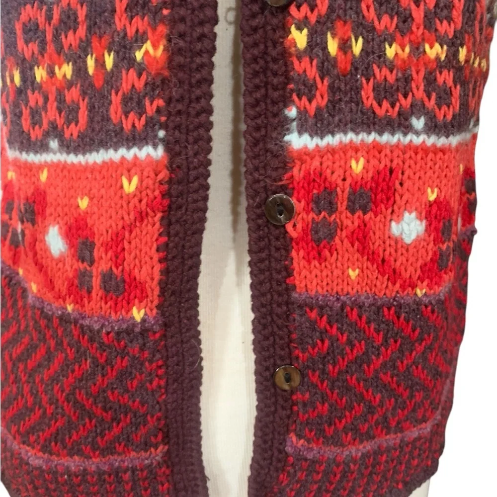 Northern Isles cotton blend button up sweater vest in autumnal colors size large - Picture 3 of 11